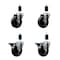 Service Caster 4'' Soft Rubber Wheel Swivel 1-3/8'' Expanding Stem Caster Set 2 Brakes, 4PK SCC-EX20S414-SRS-2-PLB-2-138 - alternate 1